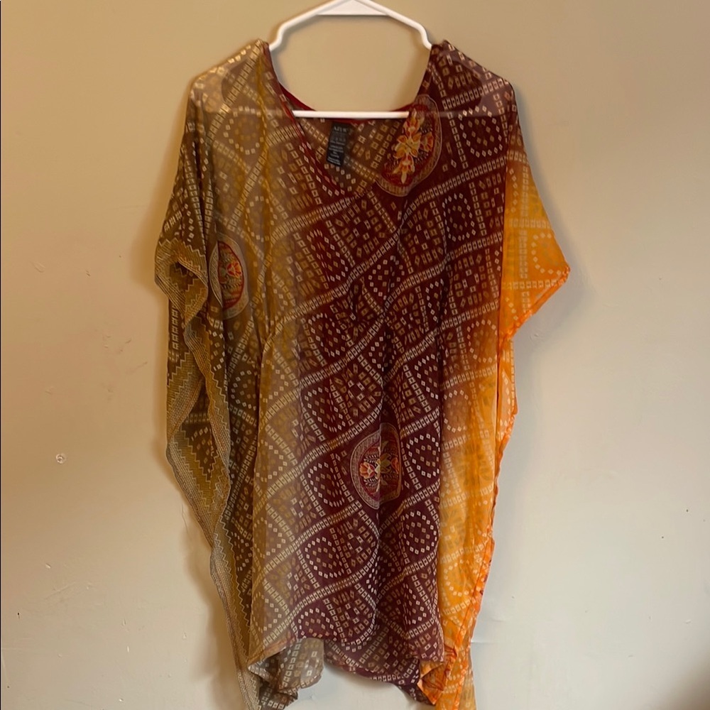 Chic Orange and Brown Tunic Top (Bin C)​